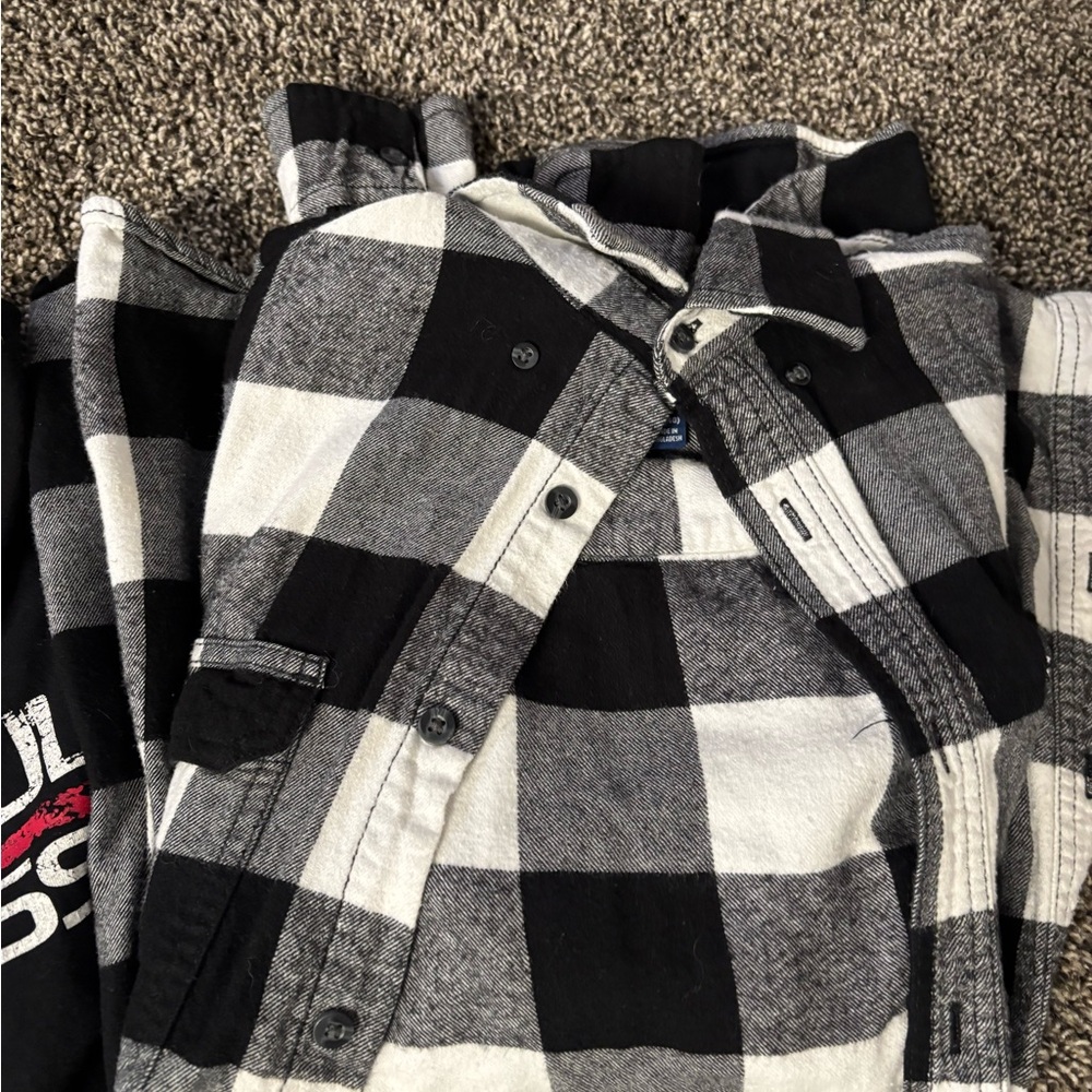 George Black and White Plaid Button Down Shirt